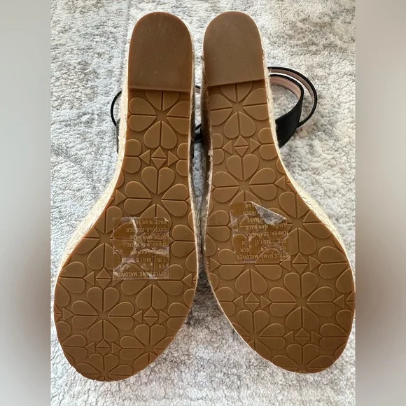 💕 Kate Spade 💕 Maldives Black Leather Wedges - Picture 9 of 10